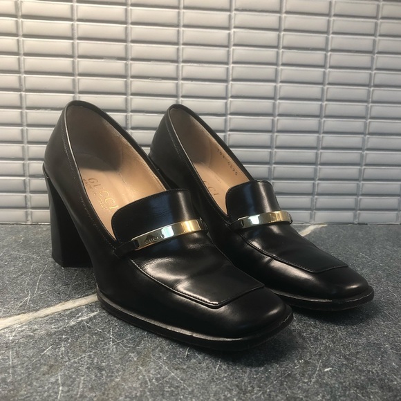 gucci block heel loafers